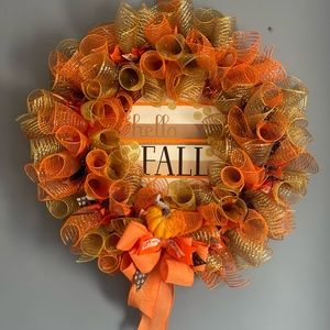 Fall deco mesh wreath